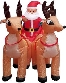 img 1 attached to 🛷 6-Foot Christmas Inflatable Santa on Sleigh with Reindeer - Outdoor Holiday Decoration with Lights