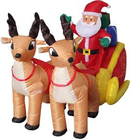 img 3 attached to 🛷 6-Foot Christmas Inflatable Santa on Sleigh with Reindeer - Outdoor Holiday Decoration with Lights