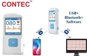 img 2 attached to 🩺 CONTEC PM10 ECG EKG Monitor | Holter Electrocardiogram Heart Rate Beat LCD Monitor with Free Software and Bluetooth Connectivity
