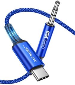 img 4 attached to JSAUX 3.3ft USB C to 3.5mm Audio Aux Cable - Compatible with Samsung Galaxy S20, Note 20 Ultra, Note 10 Plus, iPad Pro, Pixel 5/4/3/2 XL and More (Blue)