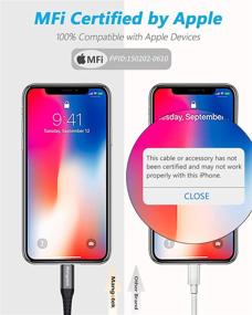 img 2 attached to 🎧 Плетеный MFi адаптер Lightning к разъему наушников 3.5 мм Mangotek для Apple iPhone - Совместим с iPhone 13, 12 Pro Max, 11, SE 2020, X, XS - Чёрный