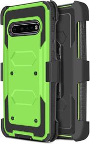 img 4 attached to JACKPOT WIRELESS For LG V60 ThinQ Case Heavy Duty Shock-Absorption/High Impact Resistant Armor Built In Screen Holster Defender Case With Kickstand Swivel Belt Clip Holster For LG V60 ThinQ (Green)