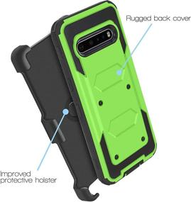 img 3 attached to JACKPOT WIRELESS For LG V60 ThinQ Case Heavy Duty Shock-Absorption/High Impact Resistant Armor Built In Screen Holster Defender Case With Kickstand Swivel Belt Clip Holster For LG V60 ThinQ (Green)