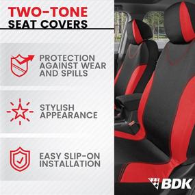 img 3 attached to 🚗 BDK UltraSleek Red Seat Covers: Full Set for Cars - Front and Rear Bench, Universal Fit for Auto Truck Van SUV