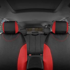 img 2 attached to 🚗 BDK UltraSleek Red Seat Covers: Full Set for Cars - Front and Rear Bench, Universal Fit for Auto Truck Van SUV