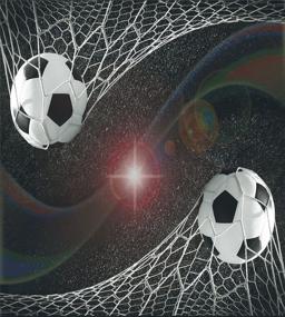 img 1 attached to 🌌 Teen Room Duvet Cover Set: Soccer Balls in Outer Space Winner Glory Theme - King Size, Black Magenta