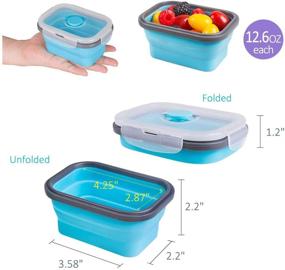 img 1 attached to 🥡 Blue Silicone Collapsible Food Storage Containers with Airtight Lid and Vent Valve, Set of 4 – Small Size, Microwave & Freezer & Dishwasher Safe