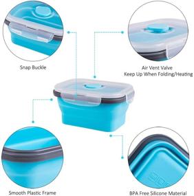 img 3 attached to 🥡 Blue Silicone Collapsible Food Storage Containers with Airtight Lid and Vent Valve, Set of 4 – Small Size, Microwave & Freezer & Dishwasher Safe