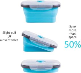 img 2 attached to 🥡 Blue Silicone Collapsible Food Storage Containers with Airtight Lid and Vent Valve, Set of 4 – Small Size, Microwave & Freezer & Dishwasher Safe