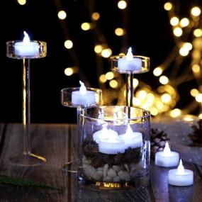 img 1 attached to AGPTEK Lot 24 Battery Operated LED Cool White Tea Light Candle: Flickering & Flashing for Wedding, Party, Festival Decorations