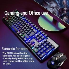 img 3 attached to 💡 Enhanced Rechargeable Keyboard and Mouse Combo with Backlit Gaming, Wireless 2.4G, and Long-lasting Battery for Laptop, PC, and Mac