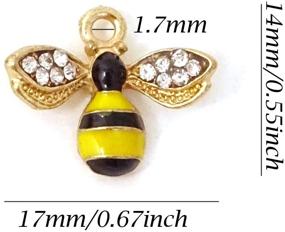 img 3 attached to Honbay 10PCS Enamel Bee Charm Pendants with Crystal for Jewelry Making or DIY Crafts: Enhance Your Creations!