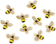 honbay 10pcs enamel bee charm pendants with crystal for jewelry making or diy crafts: enhance your creations! logo