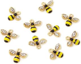 img 4 attached to Honbay 10PCS Enamel Bee Charm Pendants with Crystal for Jewelry Making or DIY Crafts: Enhance Your Creations!