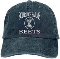 yishow unisex baseball cap: schrute farms beets retro washed dyed 🧢 cotton adjustable denim hat - perfect for vintage enthusiasts and farm lovers! logo