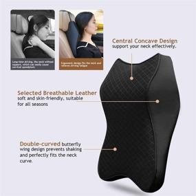 img 2 attached to 🚗 Car Seat Headrest Neck Rest Cushion: Comfortable Memory Foam Support for Neck and Back Pain Relief - Black 2pcs