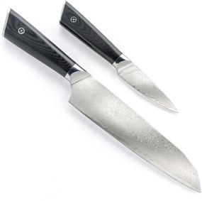 img 1 attached to Набор ножей Mercer Culinary Damascus VG-10 Santoku и Paring с высокой производительностью с рукоятками из G10