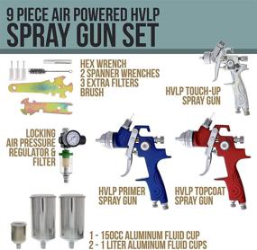 img 3 attached to TCP Global 9-Piece HVLP Spray Gun Set - Includes 2 Full Size Spray Guns, 1 Detail Spray Gun, Inline Filter, and Air Regulator