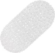 🛁 weltrxe clear non-slip pebbles bath mat - oval 27 x 14 inch | suction cups, drain holes | ideal for bathroom showers, tub | machine washable | bpa and latex free safe shower mats logo