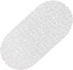 img 4 attached to 🛁 WELTRXE Clear Non-Slip Pebbles Bath Mat - Oval 27 x 14 Inch | Suction Cups, Drain Holes | Ideal for Bathroom Showers, Tub | Machine Washable | BPA and Latex Free Safe Shower Mats