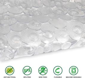 img 3 attached to 🛁 WELTRXE Clear Non-Slip Pebbles Bath Mat - Oval 27 x 14 Inch | Suction Cups, Drain Holes | Ideal for Bathroom Showers, Tub | Machine Washable | BPA and Latex Free Safe Shower Mats
