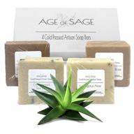 🧼 organic mens soap bar set - handcrafted all natural bath body soap for men - exfoliating & moisturizing scented soap bars - gift box by age of sage (4 pack) logo