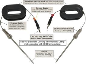 img 3 attached to 🌡️ 2 High-Quality Stainless Steel Temperature Probes for Multi-Probe Smart Bluetooth Wireless Remote Digital Meat Thermometers: Sensor, Handle, Cable Resistant up to 716°F / 380°C