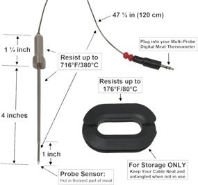 img 1 attached to 🌡️ 2 High-Quality Stainless Steel Temperature Probes for Multi-Probe Smart Bluetooth Wireless Remote Digital Meat Thermometers: Sensor, Handle, Cable Resistant up to 716°F / 380°C