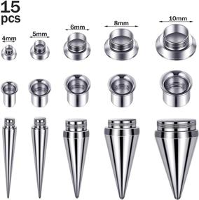 img 3 attached to 🔩 30 Pieces Stainless Steel Gauges Kit Screw Fit Taper Plug Tunnel Ear Expander Stretching Set, Size 6 to Size 00 Gauge