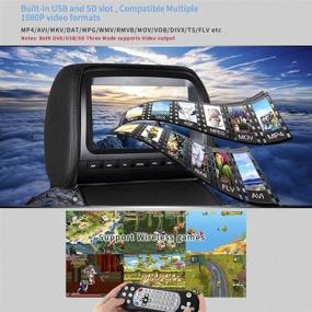 img 2 attached to 🚗 9 Inch Touch Screen HD Multimedia Car Headrest DVD Player with 2pcs Video Game Interface, USB/SD Support, Infrared/FM Transmitter, Remote Control, and 2 Infrared Headsets - Black + Headrest Installation Kit