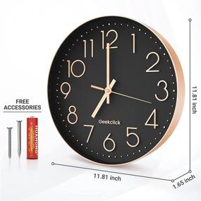 img 3 attached to 🕒 Geekclick 12-inch Wall Clock: Silent & Large Living Room/Office/Home/Kitchen Decor, Modern Style - Rose Gold & Black