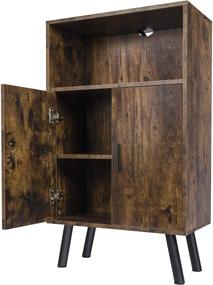 img 4 attached to 📚 Lavievert Retro Bookcase: Stylish & Versatile Storage Solution with Doors and Closed Compartments in Rustic Brown