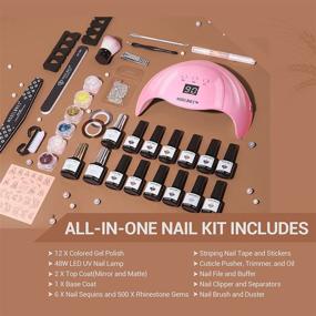 img 3 attached to Modelones Gel Nail Polish Kit with UV Light - 12 Colors Fall Winter Gel Polish Set & 48W Nail Lamp - Perfect Christmas Gift/Mirror & Matte Base Top Coat/ Essential Manicure Tool for DIY Nail Art at Salon-Quality