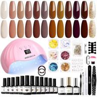 modelones gel nail polish kit with uv light - 12 colors fall winter gel polish set & 48w nail lamp - perfect christmas gift/mirror & matte base top coat/ essential manicure tool for diy nail art at salon-quality logo