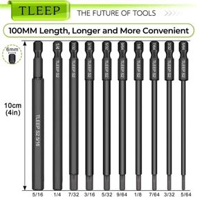 img 3 attached to 🛠️ 10-Pack of TLEEP Long Magnetic Hex Head Allen Wrench Drill Bits Set - 100MM, SAE, 1/4 Inch, Ideal for Ikea Furniture Assembly (S2 Steel: 5/64 to 5/16 Inch)