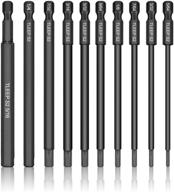 🛠️ 10-pack of tleep long magnetic hex head allen wrench drill bits set - 100mm, sae, 1/4 inch, ideal for ikea furniture assembly (s2 steel: 5/64 to 5/16 inch) logo