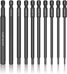 img 4 attached to 🛠️ 10-Pack of TLEEP Long Magnetic Hex Head Allen Wrench Drill Bits Set - 100MM, SAE, 1/4 Inch, Ideal for Ikea Furniture Assembly (S2 Steel: 5/64 to 5/16 Inch)