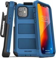 blue falcon armor iphone 12 mini case with screen protector, belt clip, and full body cover - protective cover with built-in screen guard, holster and compatibility logo