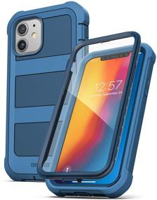 img 2 attached to Чехол для iPhone 12 Mini Blue Falcon Armor с защитным экраном, клипсой на пояс и полным покрытием корпуса - защитный чехол с встроенной защитой экрана, кобурой и совместимостью