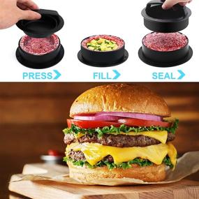 img 1 attached to 🍔 HAHAYOO 3-in-1 Stuffed Burger Press Patty Maker Kit - Non-Stick Hamburger Press Patty Maker with 100 Pcs Wax Patty Paper - Sausage Patty Press for Sliders, Patties, and Grilling