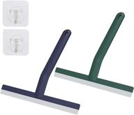 🚿 2 pack lightweight shower squeegee for all-purpose bathroom cleaning - shower doors, mirrors, tiles, and car windows with hooks - 10 inch (blue/green) logo