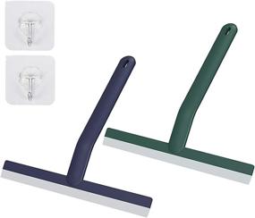img 4 attached to 🚿 2 Pack Lightweight Shower Squeegee for All-Purpose Bathroom Cleaning - Shower Doors, Mirrors, Tiles, and Car Windows with Hooks - 10 inch (Blue/Green)