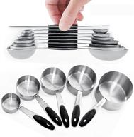 stainless steel warmheart measuring cups and magnetic measuring spoons set 🥄 - 13 piece set with 5 cups, 7 spoons, and 1 levele logo