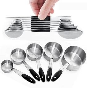 img 4 attached to Stainless Steel Warmheart Measuring Cups and Magnetic Measuring Spoons Set 🥄 - 13 Piece Set with 5 Cups, 7 Spoons, and 1 Levele