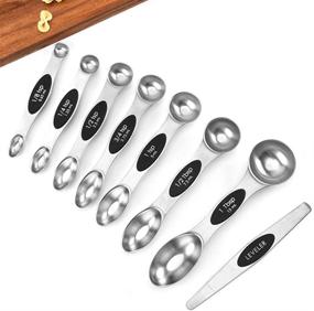 img 3 attached to Stainless Steel Warmheart Measuring Cups and Magnetic Measuring Spoons Set 🥄 - 13 Piece Set with 5 Cups, 7 Spoons, and 1 Levele