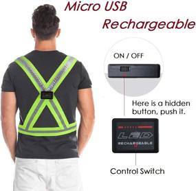 img 1 attached to High Visibility LED Reflective Running Vest with Storage Pouch - 10 Illuminated Modes, USB 🏃 Charging & Adjustable Safety Gear for Night Running, Jogging, and Cycling - LED Glowing Running Gear