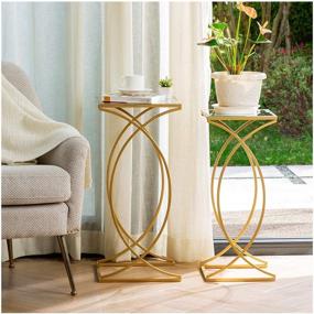 img 4 attached to 🌟 Versatile Glitzhome Set of 2 Nesting Coffee Tables for Stylish Home Decor and Multifunctional Use