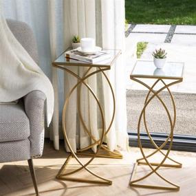 img 1 attached to 🌟 Versatile Glitzhome Set of 2 Nesting Coffee Tables for Stylish Home Decor and Multifunctional Use