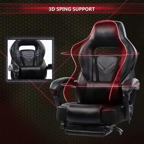 img 3 attached to HEALGEN Gaming Chair: Ergonomic Computer Gamer Chair with Lumbar Massage Support, Racing Style, Footrest, High Back, Adjustable Seat Height, Swivel Video Game Chair