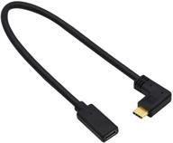 yaodhaod usb c короткий кабель 0,3 м, угол 90 градусов правый мужской разъем на usb c женский 3.1 gen2: видео 4k, синхронизация данных 10 гбит/с, быстрая зарядка 3а. логотип